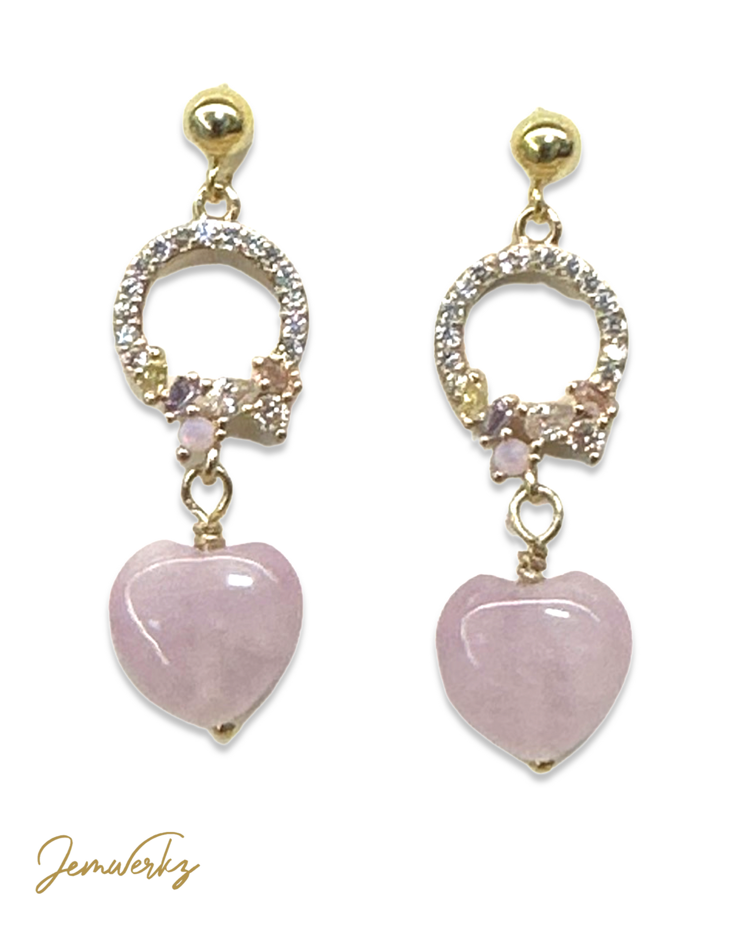 KINSLEY 1.0 - Kunzite Heart Earrings