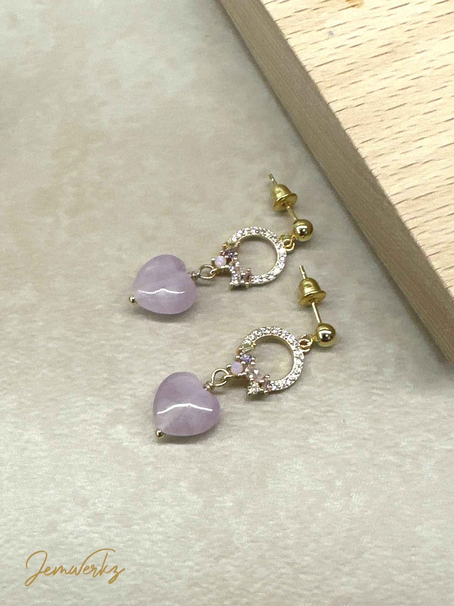 KINSLEY 1.0 - Kunzite Heart Earrings