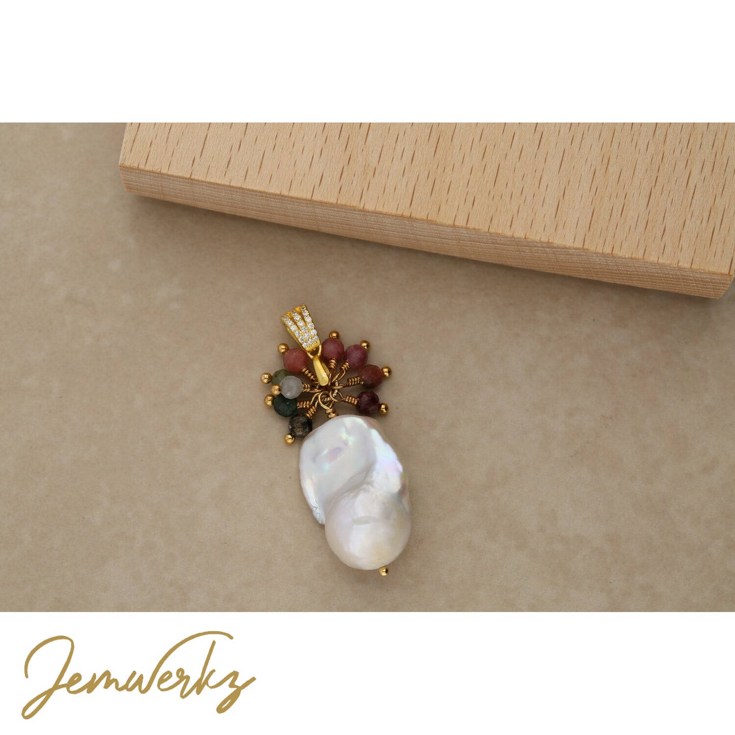 PRIMROSE - Baroque Pearl and Faceted Tourmaline Cluster Pendant