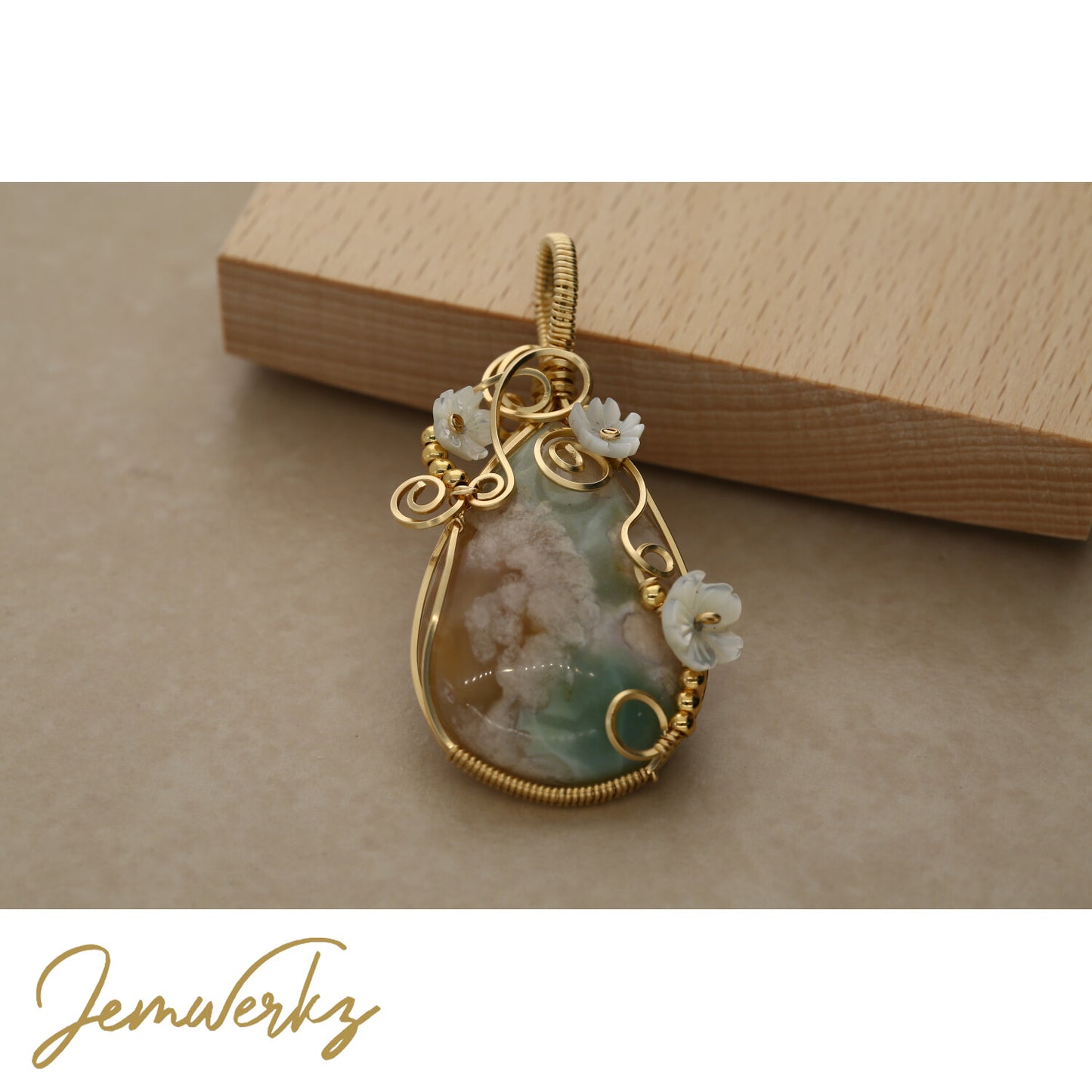 SERAPHINA - Sakura Agate Wire-wrapped Pendant