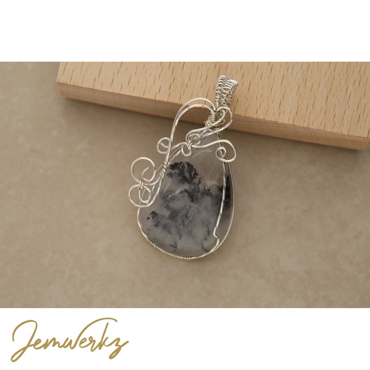 DESTINEE - Dentritic Agate Wire-wrapped Pendant