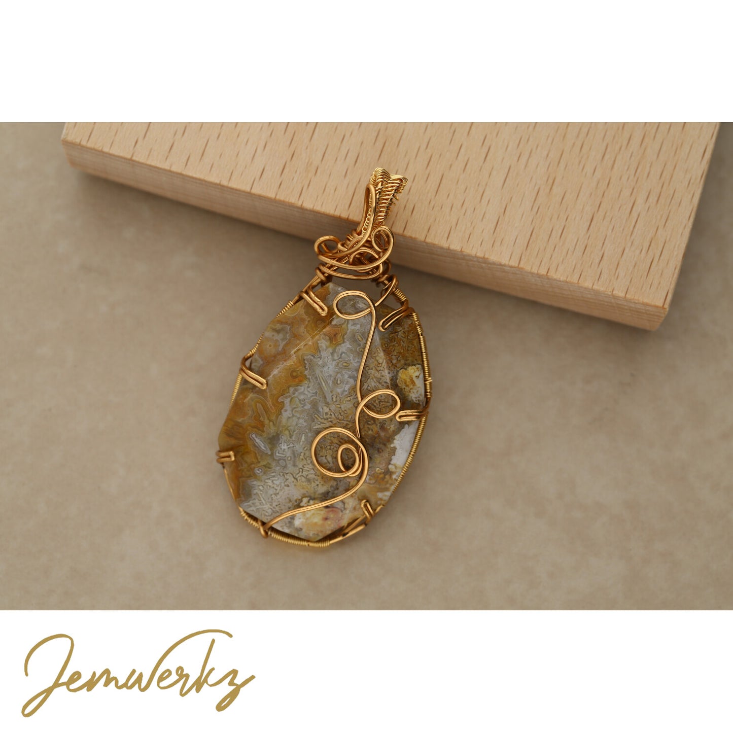CHARLIZE - Crazy Lace Agate Wire-wrapped Pendant