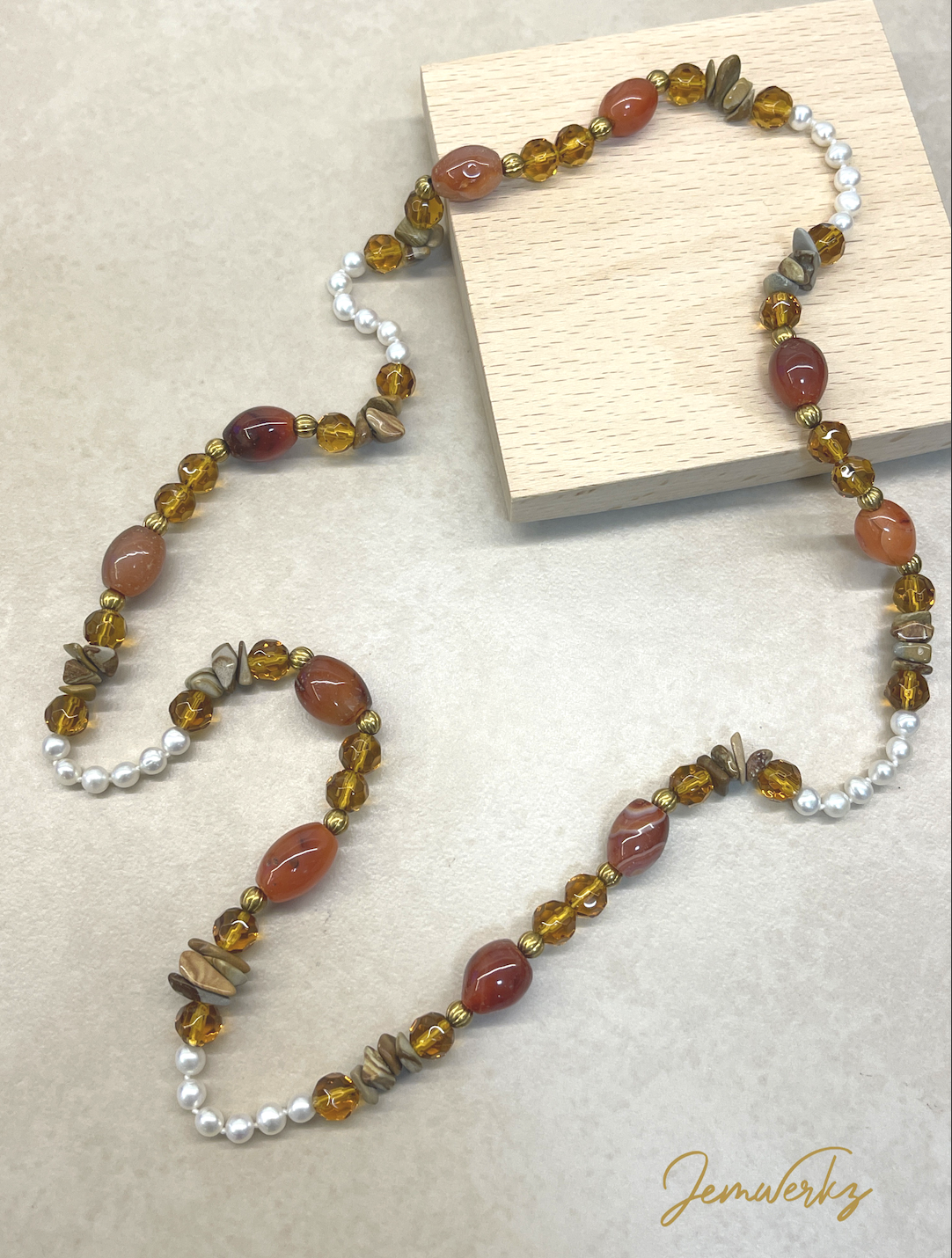 CASEY - Carnelian and Jasper Chips Endless Necklace