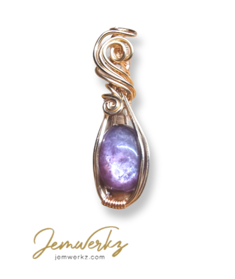 LILIDH - Gem Lepidolite Wire-wrapped Pendant