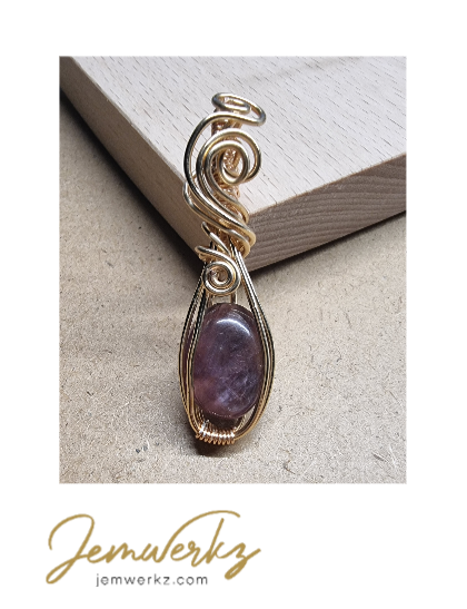 LILIDH - Gem Lepidolite Wire-wrapped Pendant