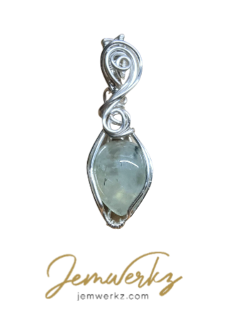 PRIYA - Prehnite Wire-wrapped Pendant