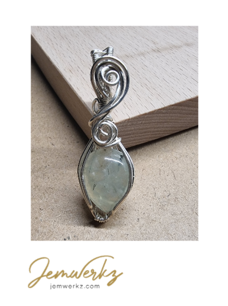 PRIYA - Prehnite Wire-wrapped Pendant