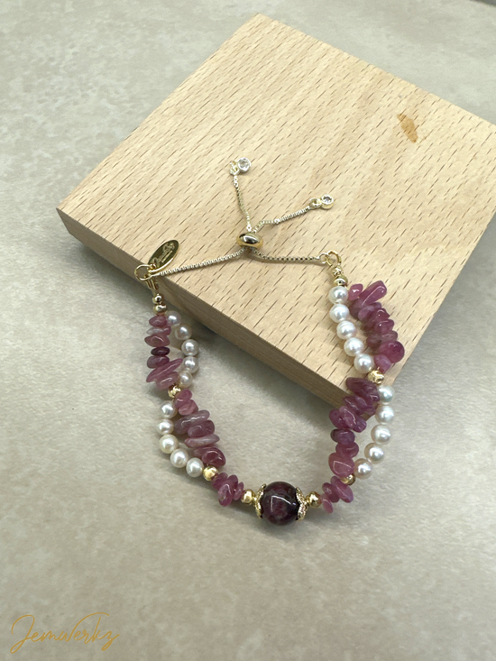 Load image into Gallery viewer, TAMAO 1.0 - Pink Tourmaline and Swarovski Pearls Bracelet
