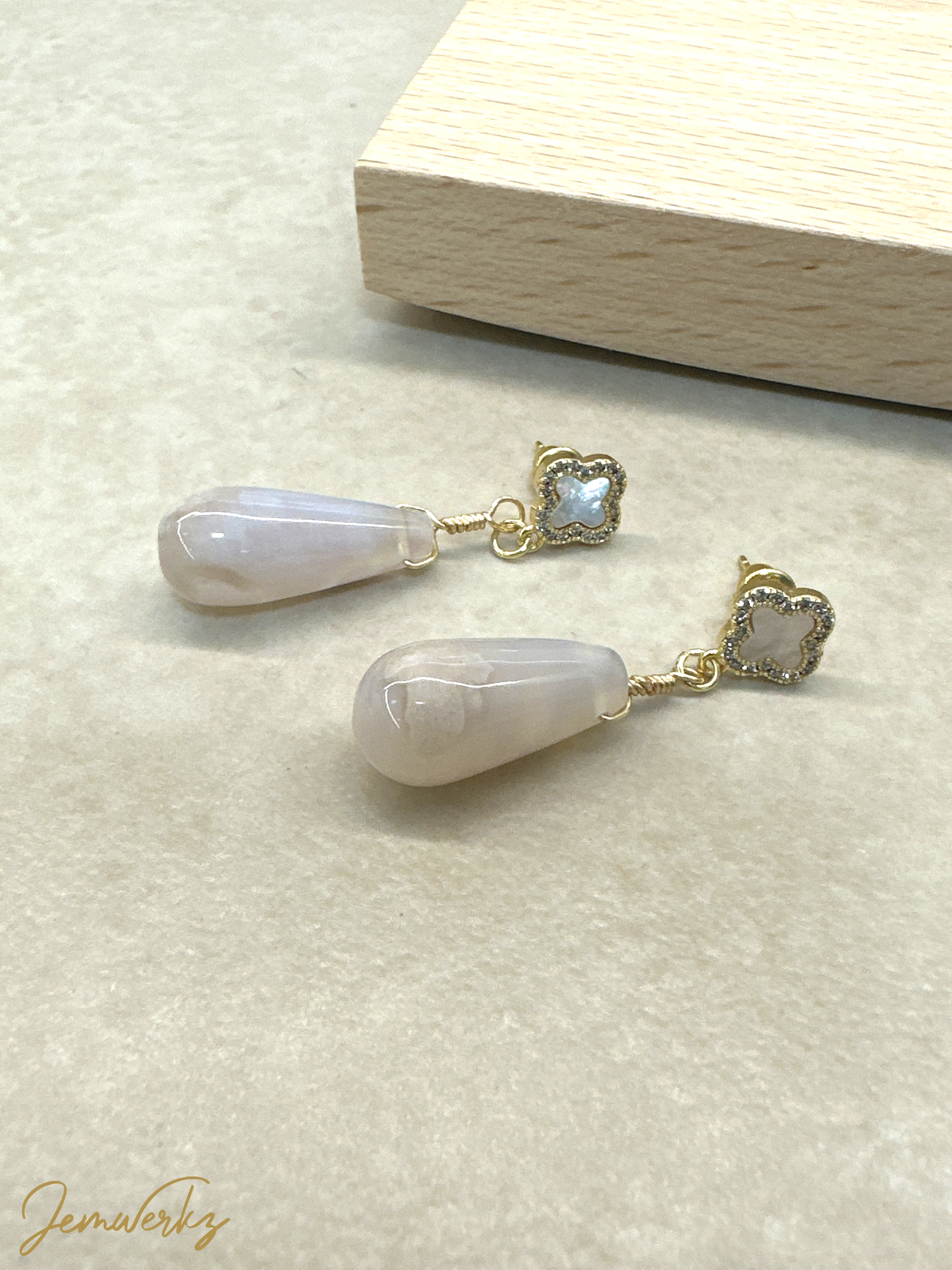 Load image into Gallery viewer, STELLAR - Sakura Agate Teardrop Earrings
