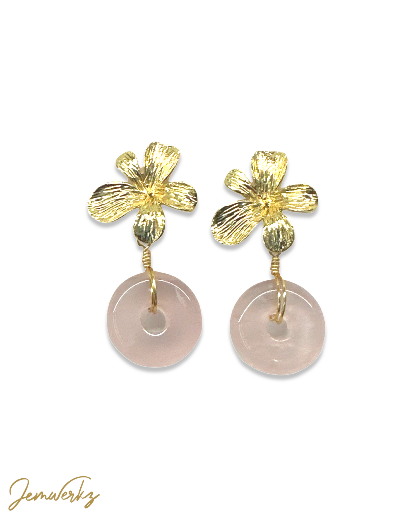 RUMIE - Rose Quartz Donut Flower Earstud Earrings