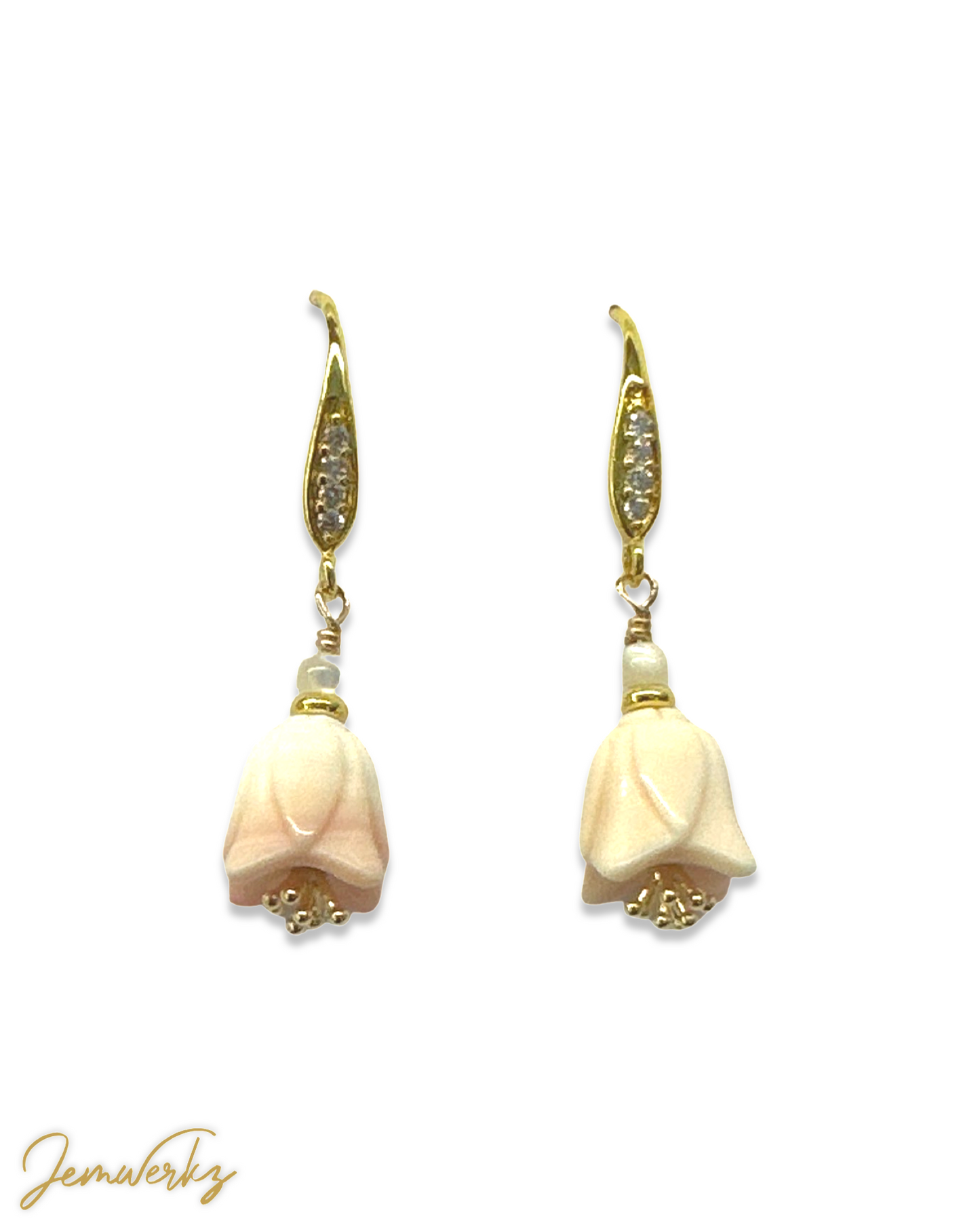 Load image into Gallery viewer, QIANA - Queen Conch Shell Peony / Tulip Mother-of-Pearl Earrings

