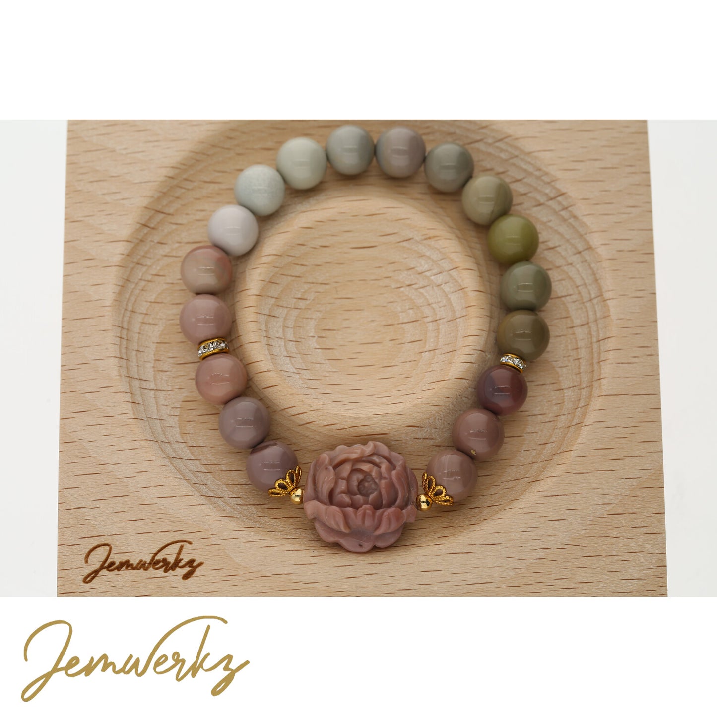 Load image into Gallery viewer, Floral Alashan Agate Bracelet | Alashan Agate Bracelet | Jemwerkz
