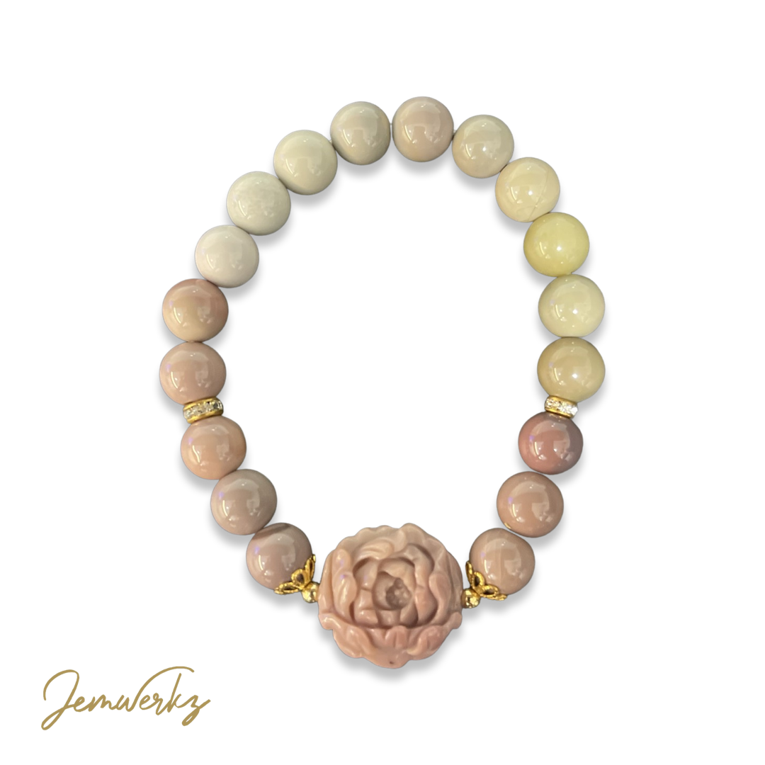 Load image into Gallery viewer, Floral Alashan Agate Bracelet | Alashan Agate Bracelet | Jemwerkz
