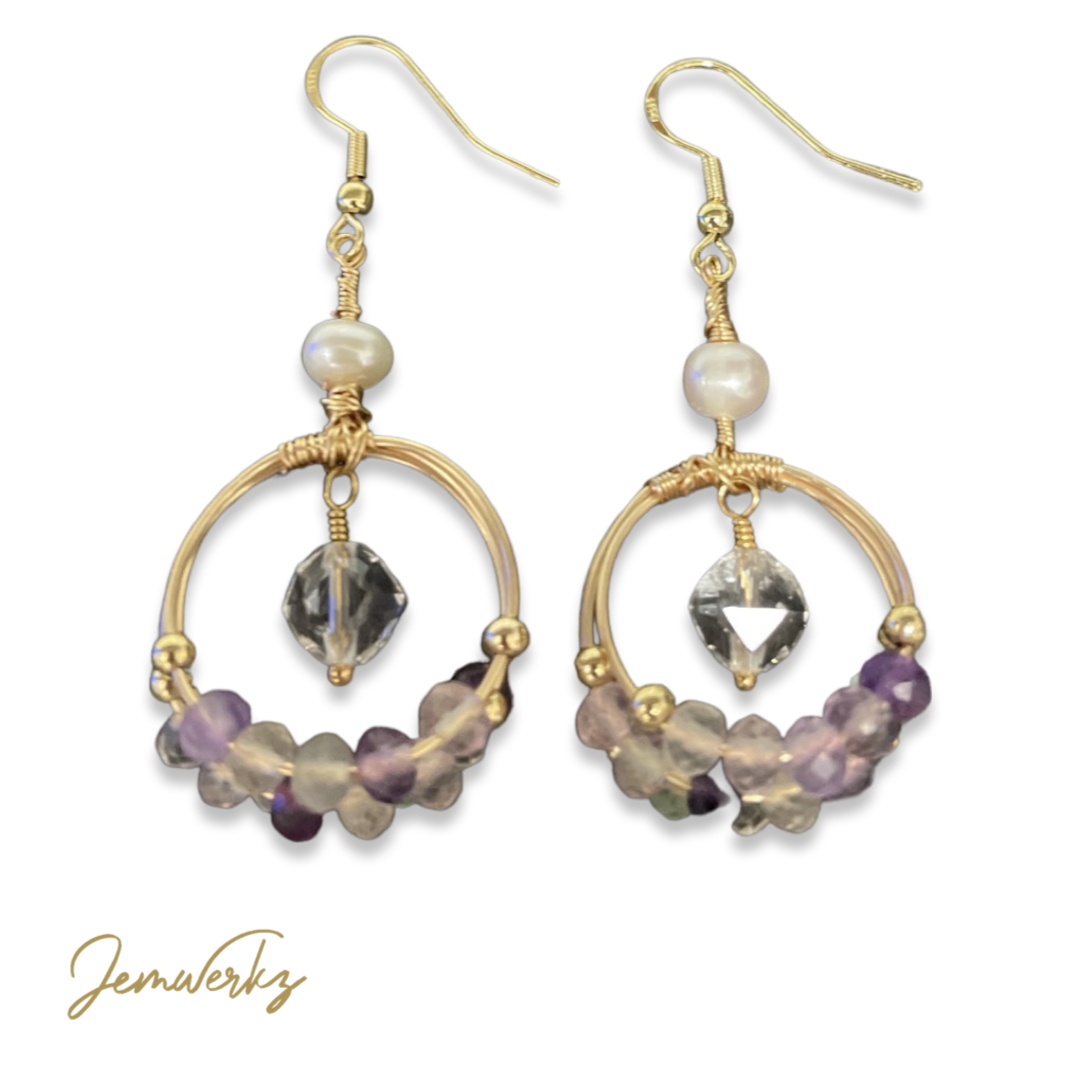Load image into Gallery viewer, FLYNN - Fluorite Beads and Freshwater Pearls Earrings

