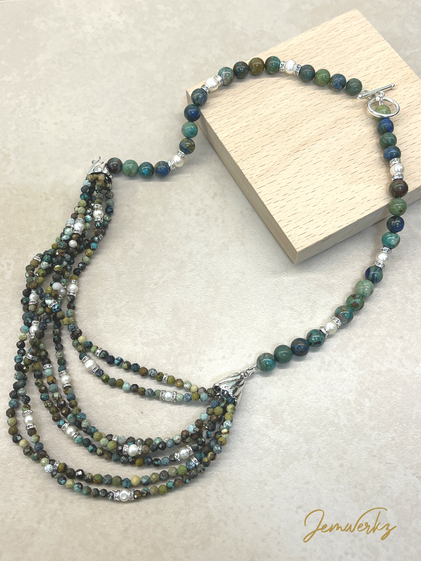 CAMILLE - Multi-Strand Chrysocolla and Faceted Turquoise Necklace