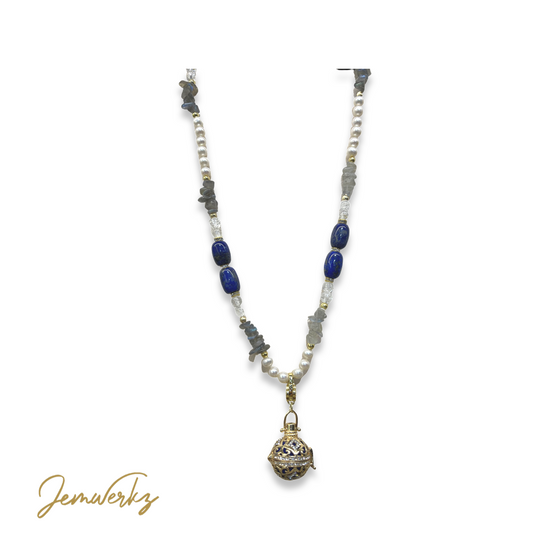 LUELLA - Lapis Lazuli and Aroma Ball Endless Necklace