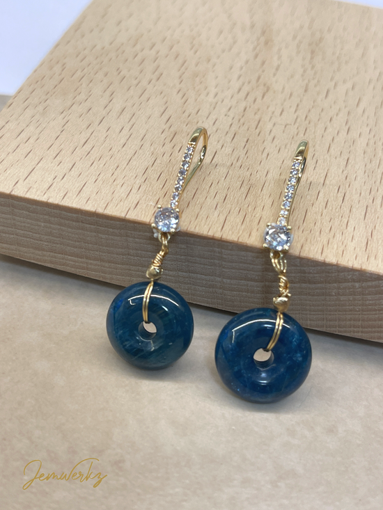 Load image into Gallery viewer, Neon Apatite Earrings | Blue Apatite Earings | jemwerkz
