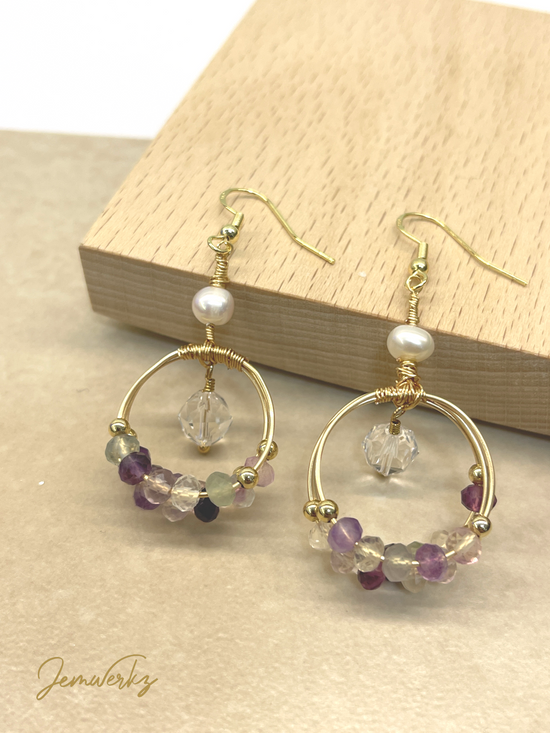FLYNN - Fluorite Beads and Freshwater Pearls Earrings