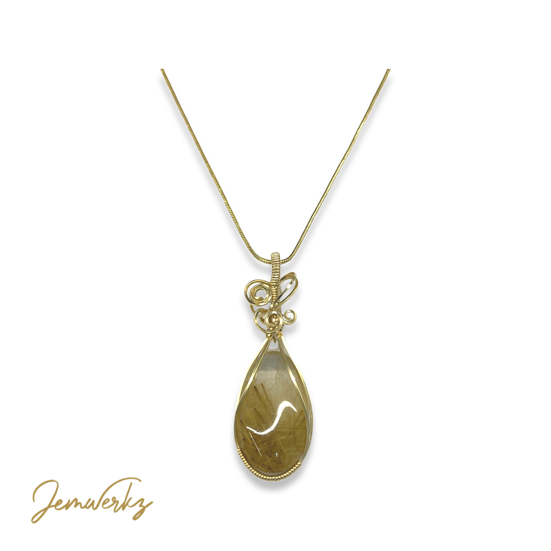 Load image into Gallery viewer, GIVERNY - Gold Rutilated Quartz Wire-wrapped Pendant
