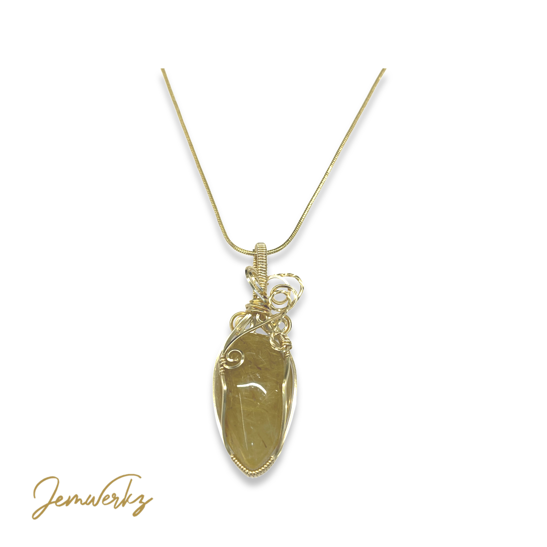 GAYEL - Gold Rutile Wire-wrapped Pendant