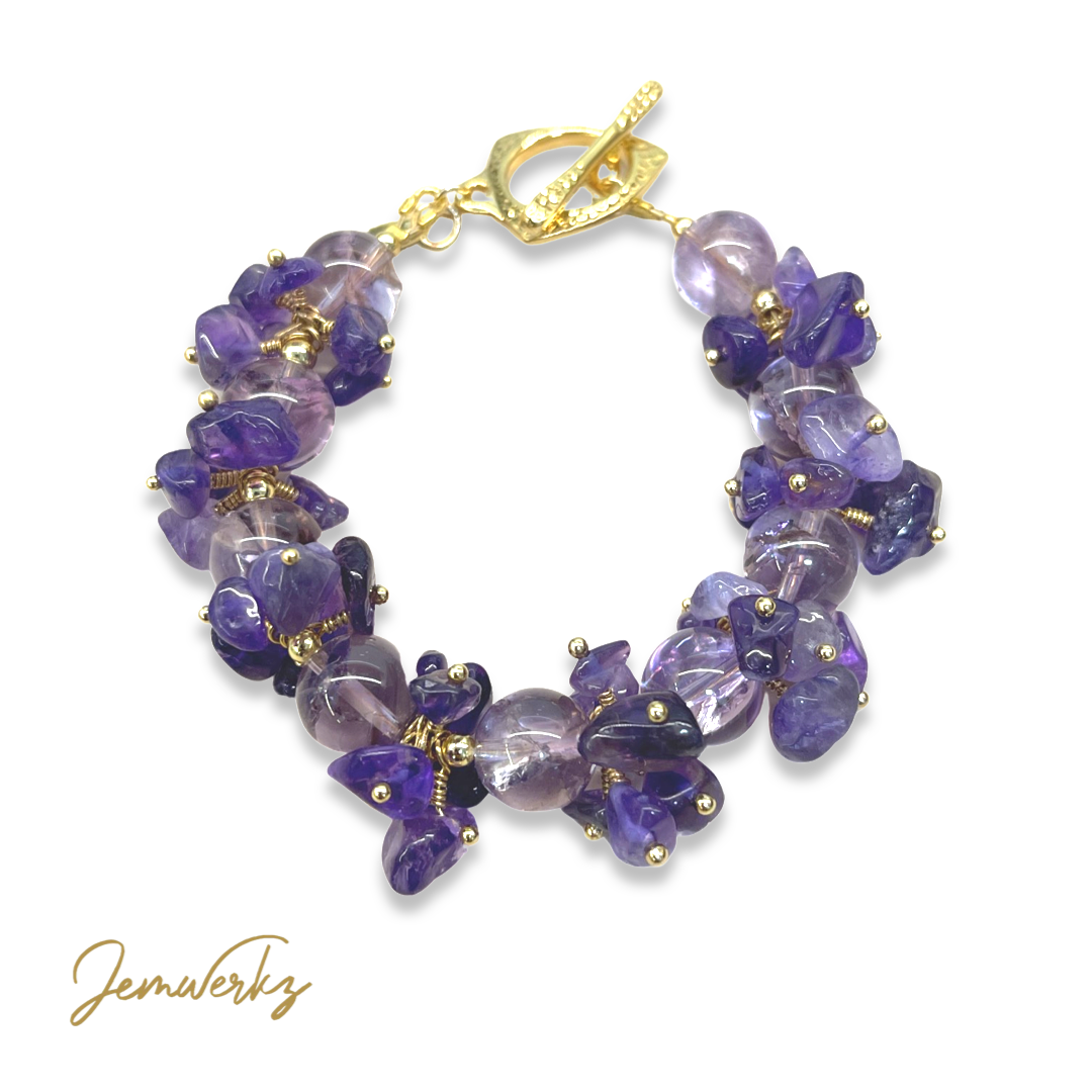 Load image into Gallery viewer, AYAMI - Amethyst Cluster Bracelet
