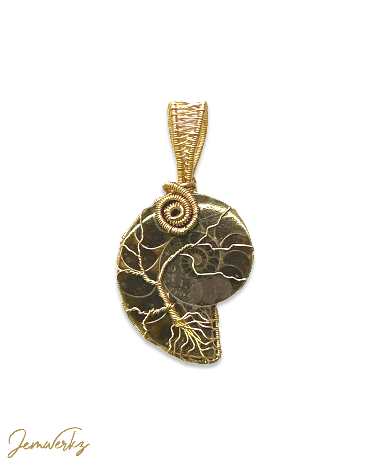 ASTA 1.0 / 1.1 - Ammonite Shell with Tree-of-Life Wire-wrap Pendant