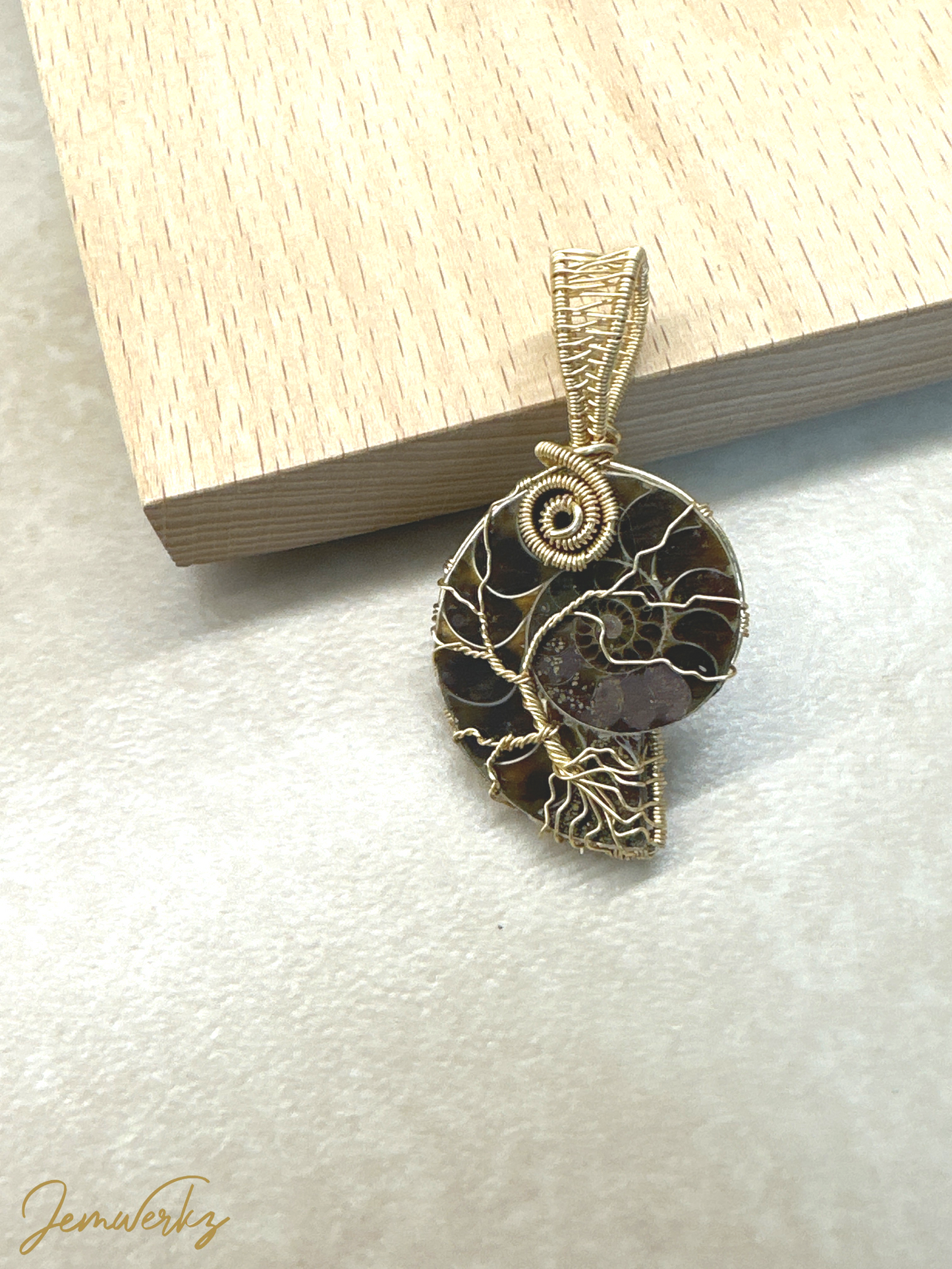 ASTA 1.0 / 1.1 - Ammonite Shell with Tree-of-Life Wire-wrap Pendant
