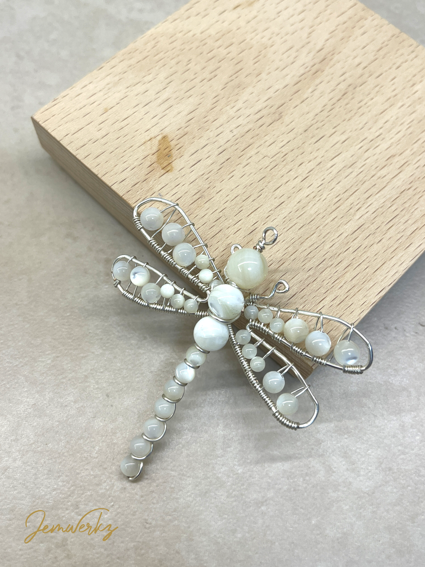 Load image into Gallery viewer, MASHA - Mother-of-Pearl Dragonfly Wire-Wrapped Pendant
