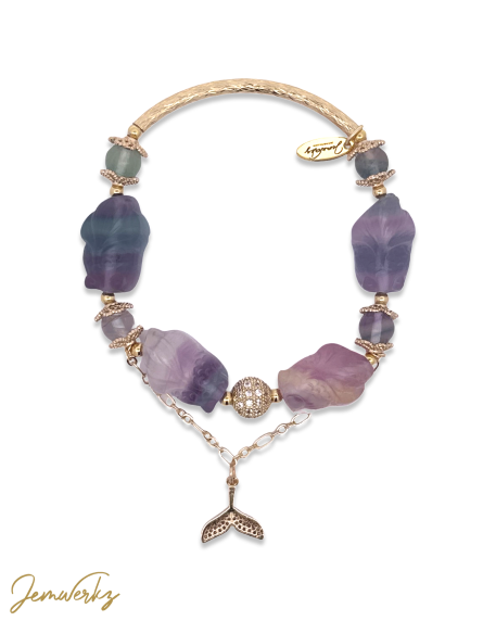 FLORENCE 1.1 - Fluorite Goldfish Half Bracelet with Whale Tail Charm