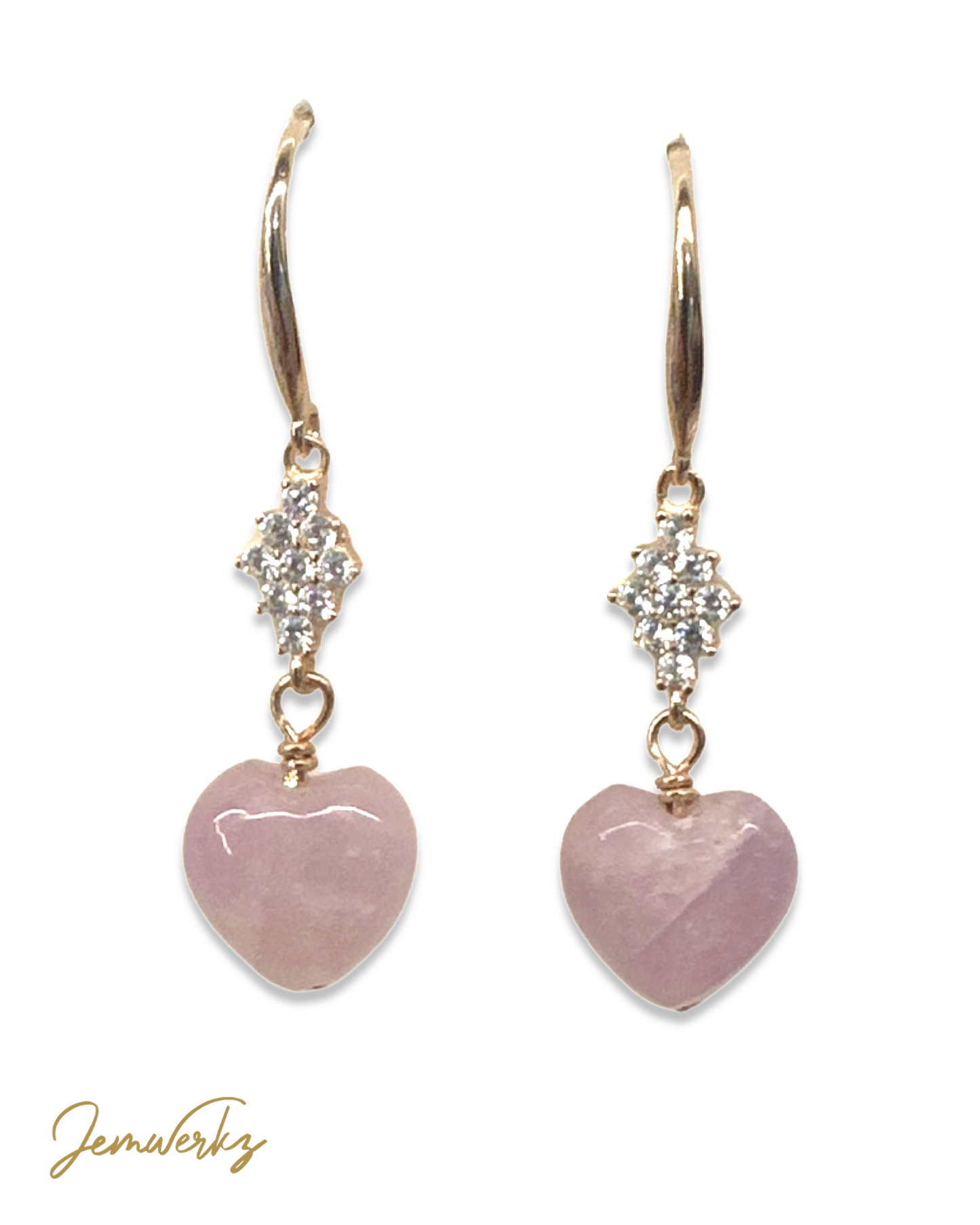 KINSLEY 1.1 - Kunzite Heart Dangling Earrings