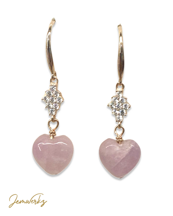KINSLEY 1.1 - Kunzite Heart Dangling Earrings