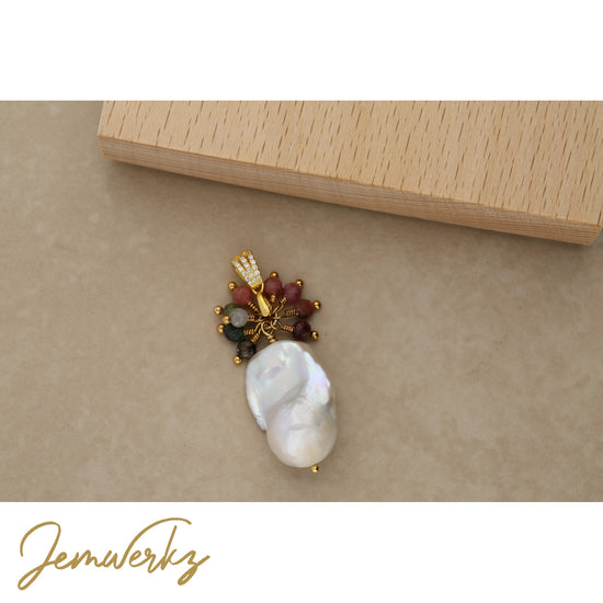 Load image into Gallery viewer, PRIMROSE - Baroque Pearl and Faceted Tourmaline Cluster Pendant
