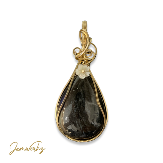 Load image into Gallery viewer, Astrophyllite Wire Wrapped Pendant | Astrophyllite Pendant | Jemwerkz
