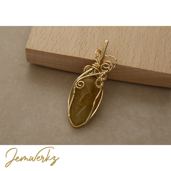 GAYEL - Gold Rutile Wire-wrapped Pendant