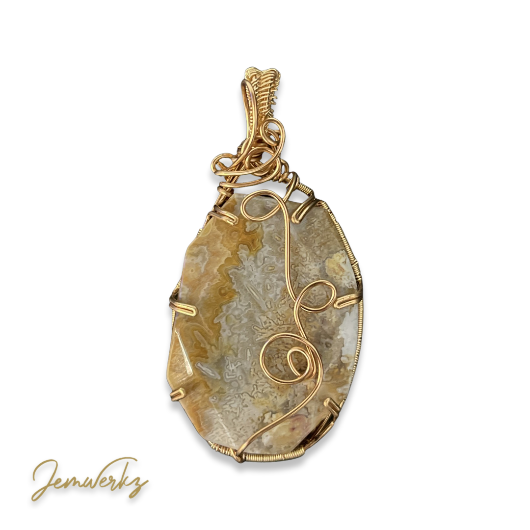 Load image into Gallery viewer, CHARLIZE - Crazy Lace Agate Wire-wrapped Pendant
