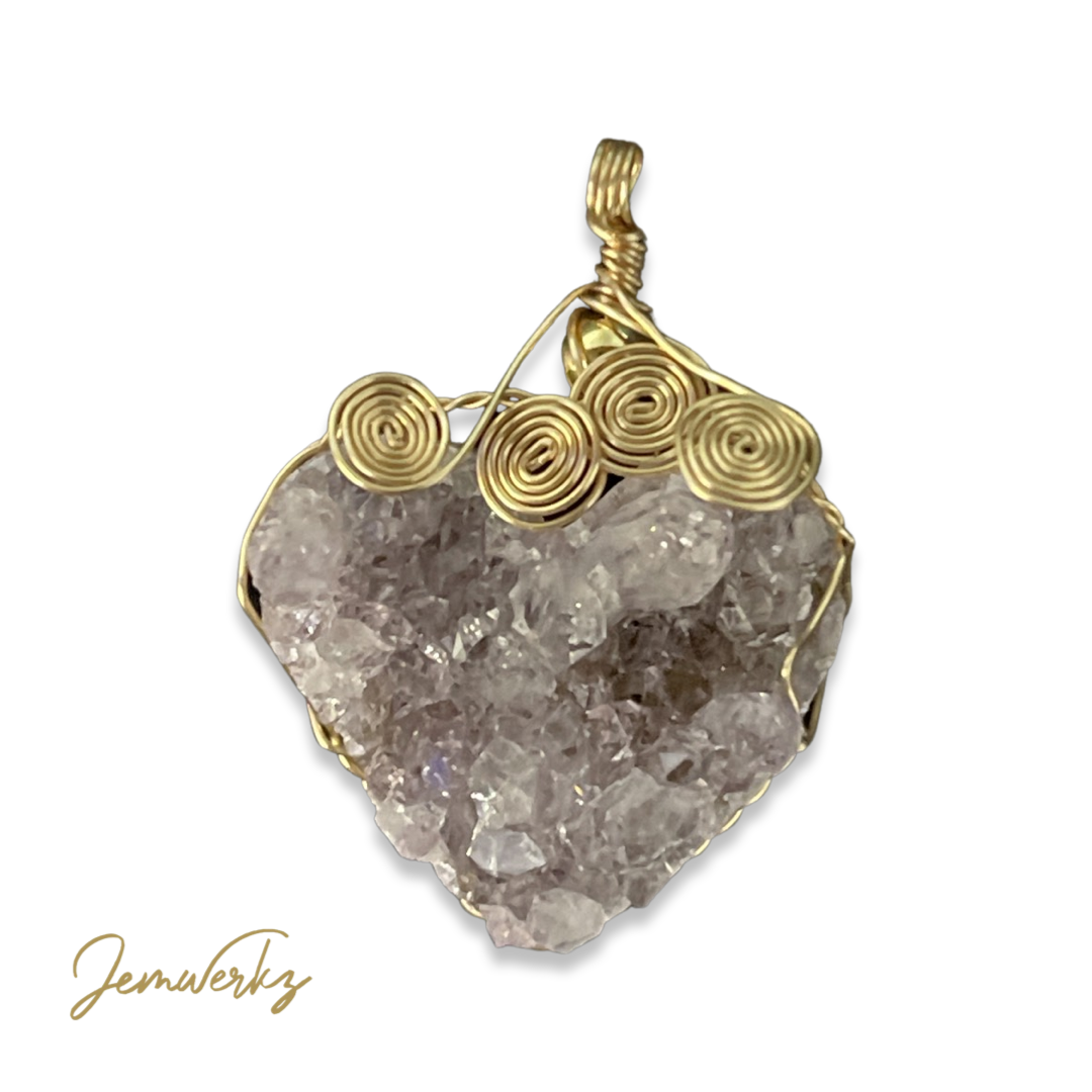 Load image into Gallery viewer, Amethyst Geode Pendant | Wire Wrapped Pendant | ANGELA 1.4 | Jemwerkz
