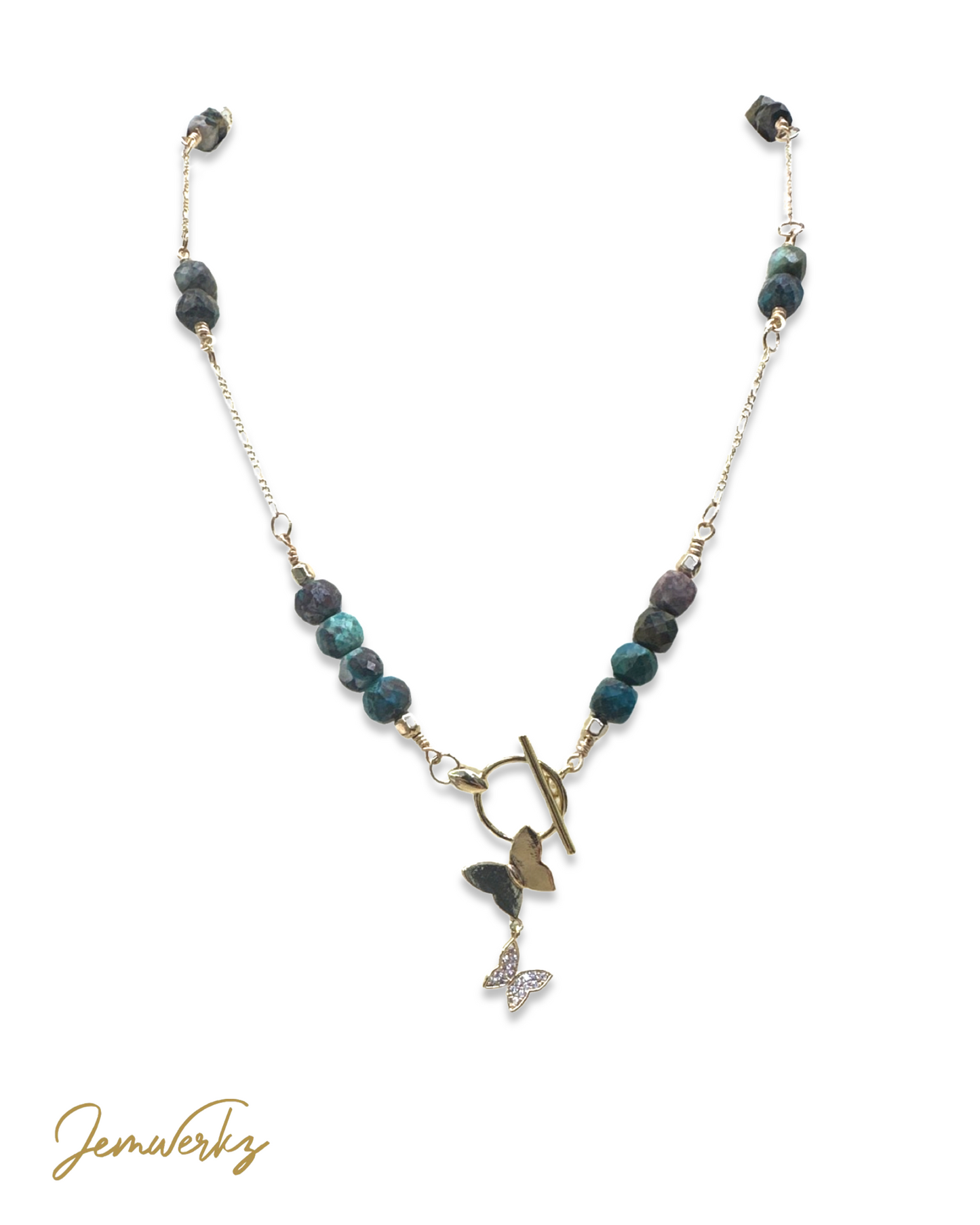 PARADISE - Faceted Phoenix Stone Necklace with Butterfly Clasp