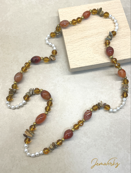 CASEY - Carnelian and Jasper Chips Endless Necklace