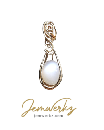 MAYRA - White Moonstone Wire-wrapped Pendant
